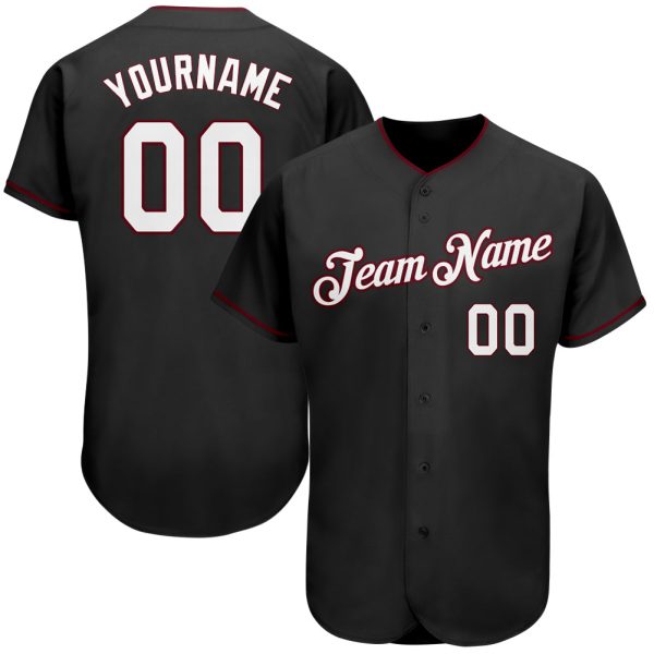 Custom Black Jersey, Personalized Black Baseball Jersey, Custom Baseball Jersey, Custom Black White-Crimson Authentic Baseball Jersey Jezsport.com