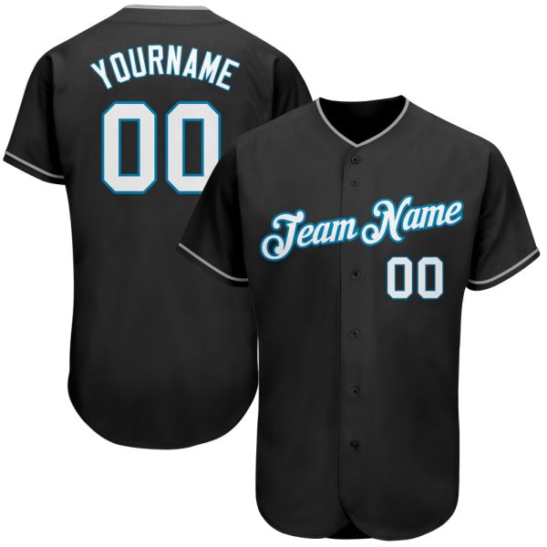 Custom Black Jersey, Personalized Black Baseball Jersey, Custom Baseball Jersey, Custom Black White-Panther Blue Authentic Baseball Jersey Jezsport.com