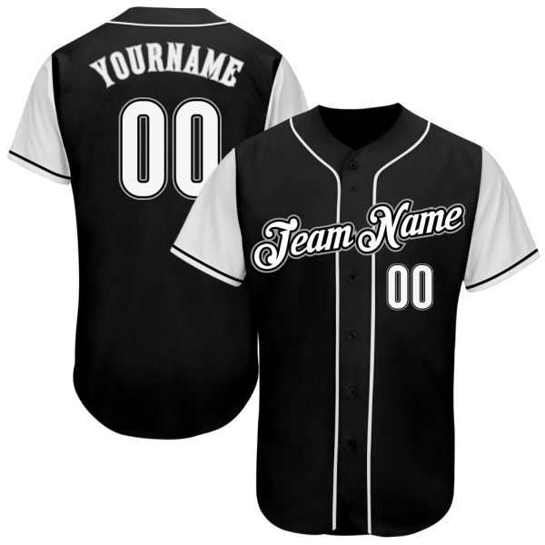 Custom Black Jersey, Personalized Black Baseball Jersey, Custom Baseball Jersey, Custom Black White-Gray Authentic Two Tone Baseball Jersey Jezsport.com