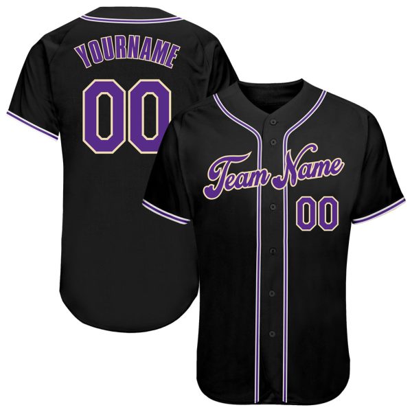 Custom Black Jersey, Personalized Black Baseball Jersey, Custom Baseball Jersey, Custom Black Purple-White Authentic Baseball Jersey Jezsport.com