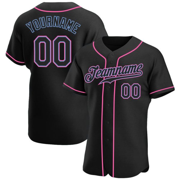 Custom Black Jersey, Personalized Black Baseball Jersey, Custom Baseball Jersey, Custom Black Black-Pink Authentic Baseball Jersey Jezsport.com