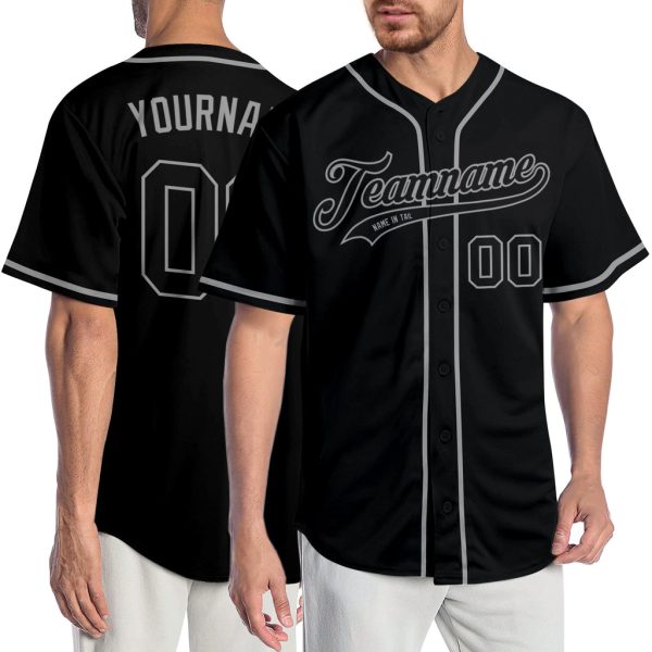 Custom Black Jersey, Personalized Black Baseball Jersey, Custom Baseball Jersey, Custom Black Black-Gray Authentic Baseball Jersey Jezsport.com