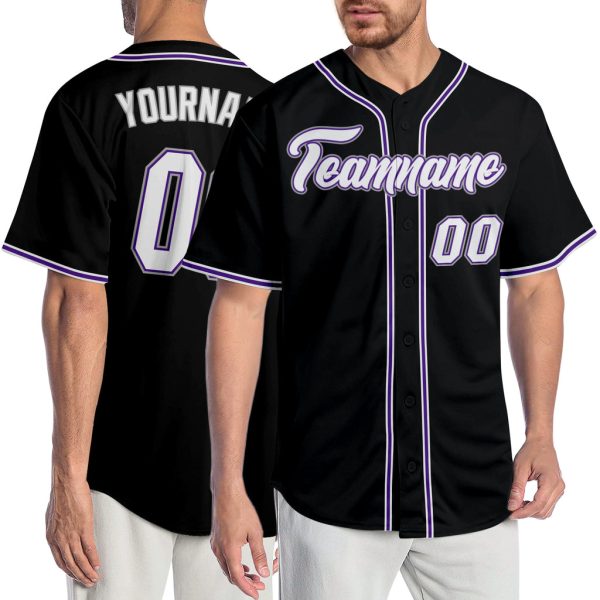 Custom Black Jersey, Personalized Black Baseball Jersey, Custom Baseball Jersey, Custom Black White-Purple Authentic Baseball Jersey Jezsport.com