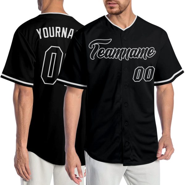 Custom Black Jersey, Personalized Black Baseball Jersey, Custom Baseball Jersey, Custom Black Black-White Authentic Baseball Jersey Jezsport.com