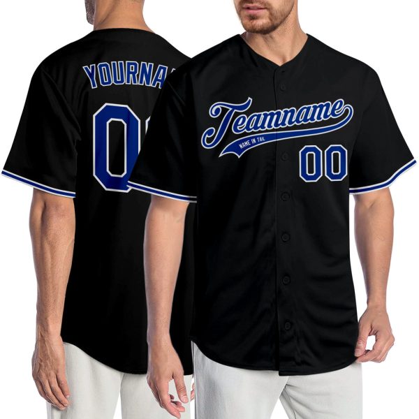 Custom Black Jersey, Personalized Black Baseball Jersey, Custom Baseball Jersey, Custom Black Royal-White Authentic Baseball Jersey Jezsport.com