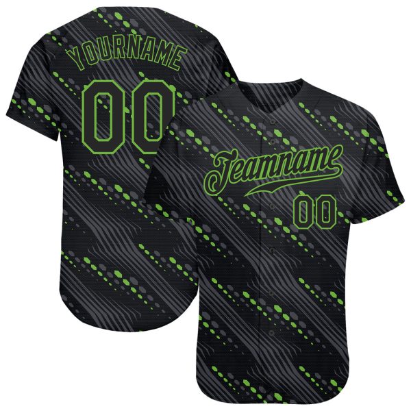 Custom Black Jersey, Personalized Black Baseball Jersey, Custom Baseball Jersey, Custom Black Black-Neon Green Pattern Authentic Baseball Jersey Jezsport.com