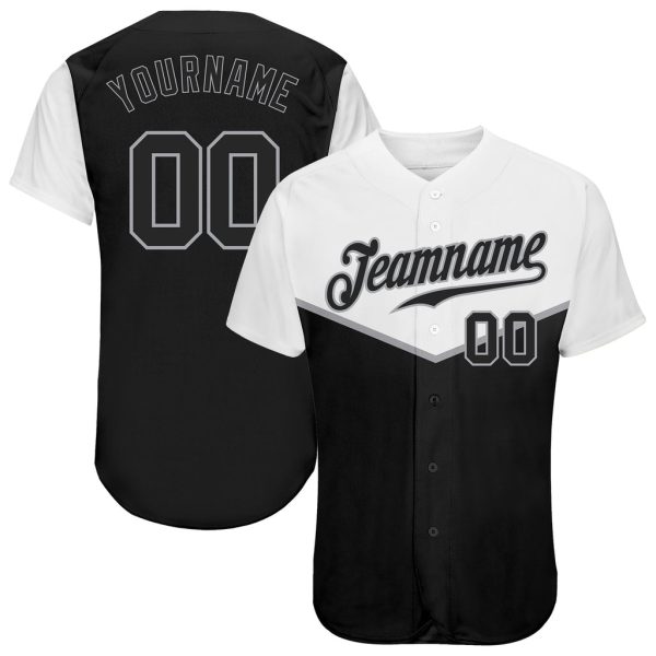 Custom Black Jersey, Personalized Black Baseball Jersey, Custom Baseball Jersey Custom Black-Gray Pattern Design Multicolor Authentic Baseball Jersey Jezsport.com