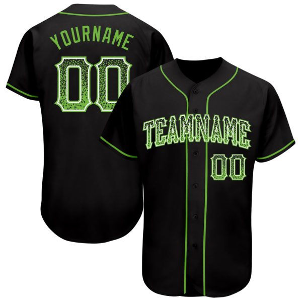 Custom Black Jersey, Personalized Black Baseball Jersey, Custom Baseball Jersey, Custom Black Neon Green-White Authentic Drift Fashion Baseball Jersey Jezsport.com