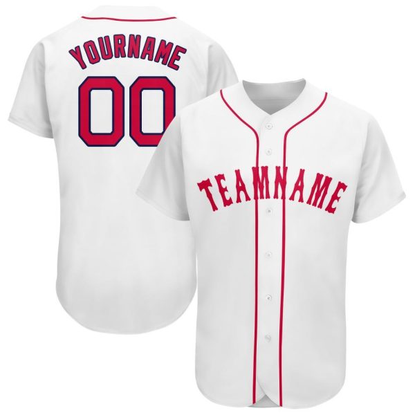 Custom Black Jersey, Personalized Black Baseball Jersey, Custom Baseball Jersey, Custom White Red-Navy Baseball Jersey Jezsport.com