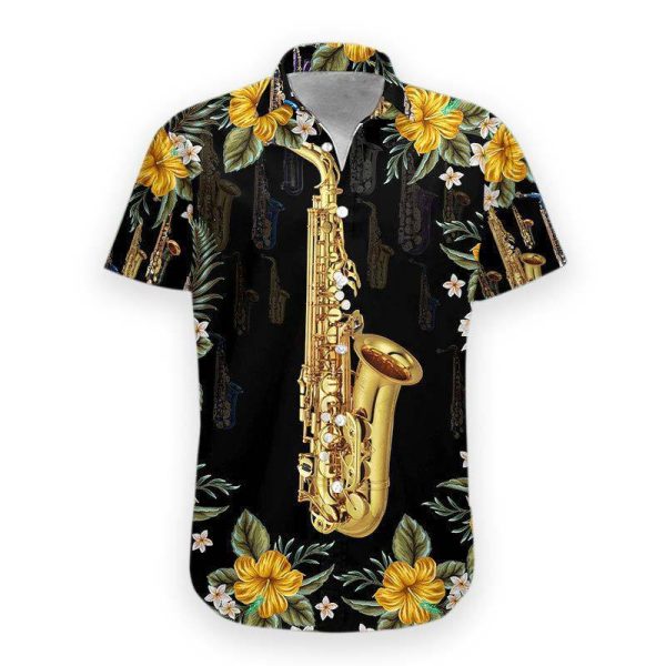 3D Saxophone Hawaii Shirt, Summer Shirt For Women and Women, Short Sleeve Jezsport.com