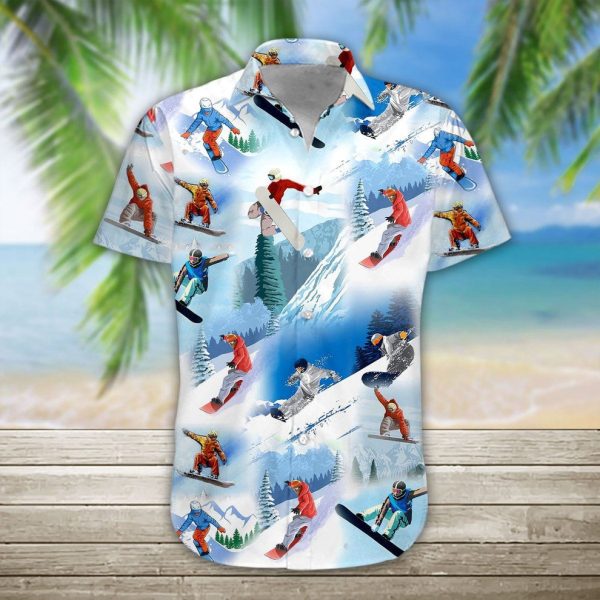 3D Snowboarding Hawaii Shirt, Summer Shirt For Women and Women, Short Sleeve Jezsport.com