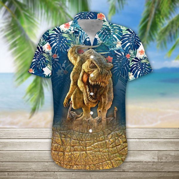 3D T-Rex Hawaii Shirt, Summer Shirt For Women and Women, Short Sleeve Jezsport.com