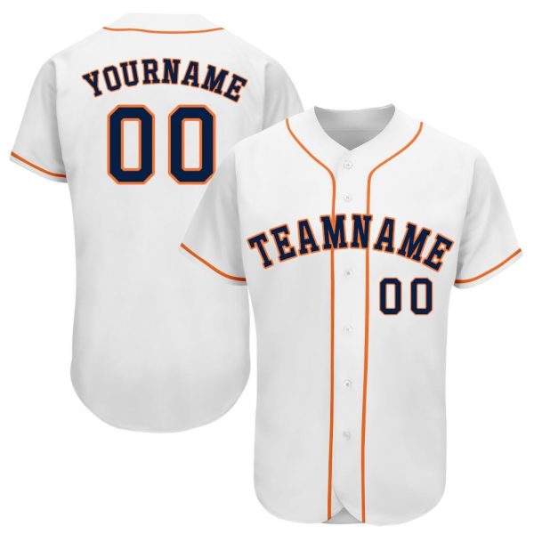 Custom Black Jersey, Personalized Black Baseball Jersey, Custom Baseball Jersey, Custom White Navy-Orange Baseball Jersey Jezsport.com