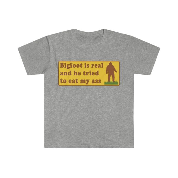 Funny Shirt For Women, Meme Shirt For Men, Meme Shirt For Girl, Bigfoot Is Real And He Tried To Eat My Ass T-shirt, Sport Grey Jezsport.com