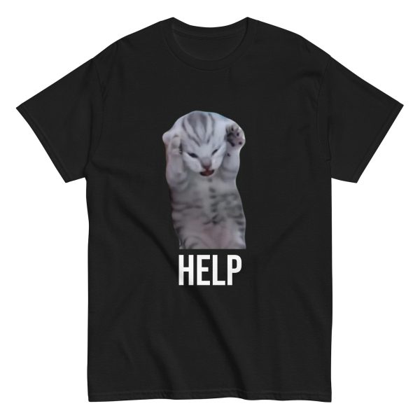 Funny Shirt For Women, Meme Shirt For Girl, Meme Shirt For Men, Love Cat Shirt, Talking Cat Meme T-Shirt Screaming HELP, Black Jezsport.com