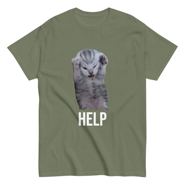 Funny Shirt For Women, Meme Shirt For Girl, Meme Shirt For Men, Love Cat Shirt, Talking Cat Meme T-Shirt Screaming HELP, Sport Grey Jezsport.com