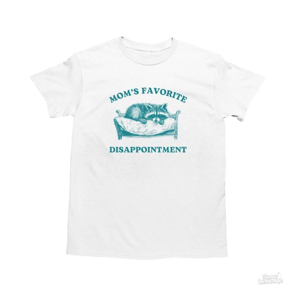 Funny Shirt, Meme Shirt For Girl, Meme Shirt For Men, Mom's Favorite Disappointment, Raccoon Meme Shirt, Funny Retro Cartoon T-Shirt, White Jezsport.com