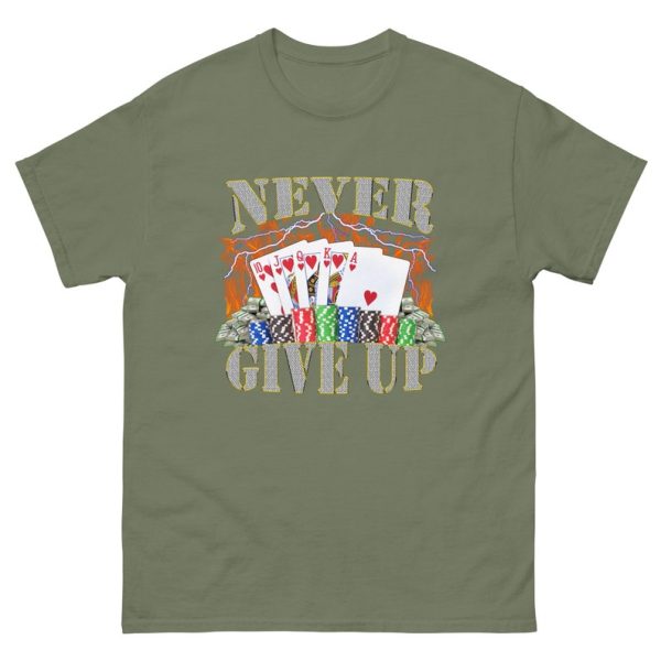 Funny Shirt For Girl, Funny Shirt For Men, Meme Shirt For Men, Meme Shirt For Girl, Never Give Up Funny Meme T-Shirt, Military Green Jezsport.com