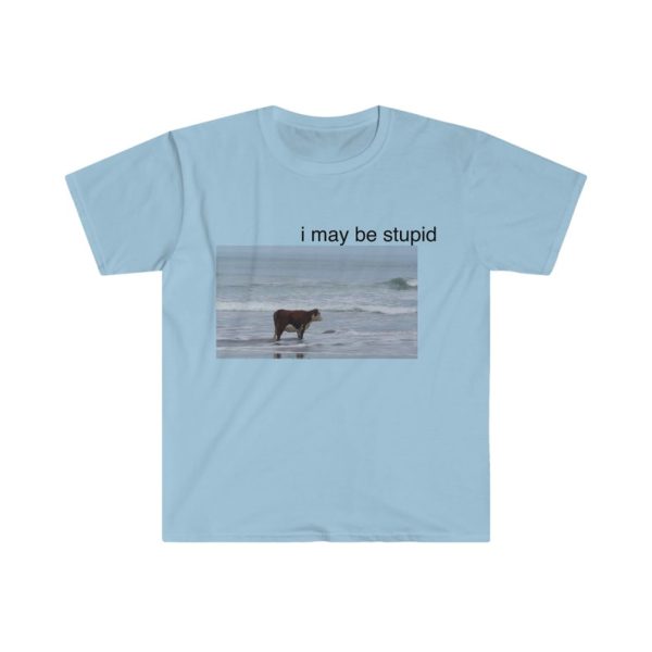 Funny Shirt For Girl, Funny Shirt For Men, Meme Shirt For Men, Meme Shirt For Girl, Funny Meme I May Be Stupid Cow on Beach T-Shirt, Carolina Blue Jezsport.com