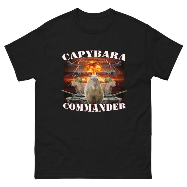 Funny Shirt For Girl, Funny Shirt For Men, Meme Shirt For Men, Meme Shirt For Girl, Capybara Commander Funny T-Shirt, Black Jezsport.com