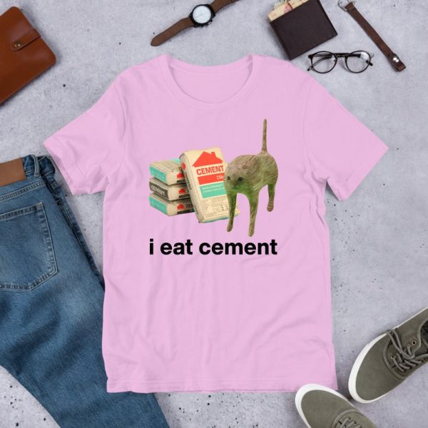 Funny Shirt For Girl, Funny Shirt For Men, Meme Shirt For Men, Meme Shirt For Girl, I Eat Cement Cursed Cat Funny Meme T-Shirt, Pink Jezsport.com