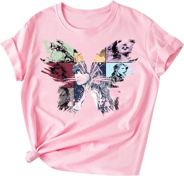 Funny Shirt For Girl, Meme Shirt For Girl, Swiftie Fan Shirt, Taylor Swiftie Fan T-Shirt, Girls Swiftie T-Shirt - Butterfly Design Shirt, Pink Jezsport.com