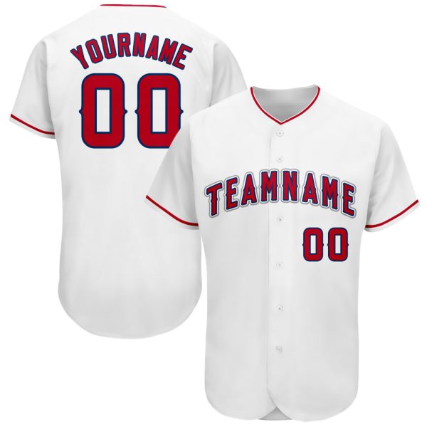 Custom Black Jersey, Personalized Black Baseball Jersey, Custom Baseball Jersey, Custom White Red-Navy Baseball Jersey Jezsport.com