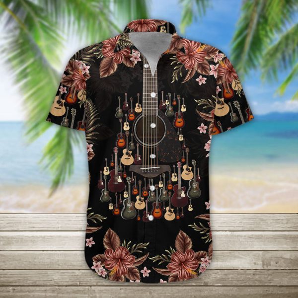 3D Acoustic Guitar Hawaii Shirt, Summer Shirt For Women and Women, Short Sleeve Jezsport.com