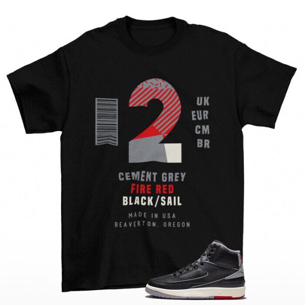 Box Label Shirt to Match Jordan 2 Retro Black Cement Jezsport.com