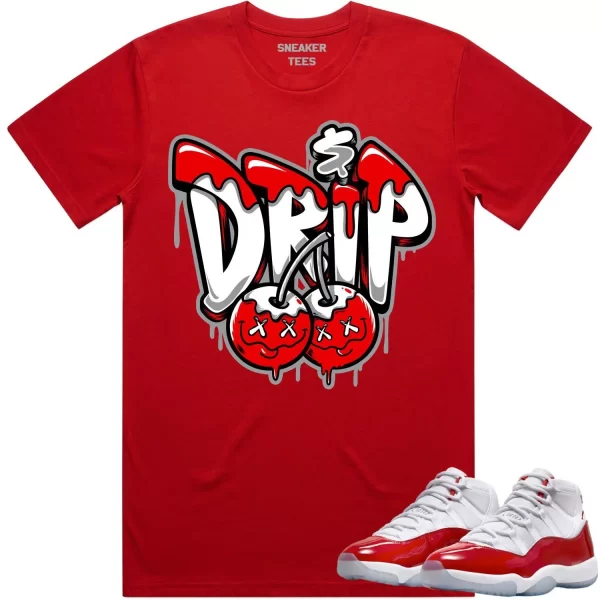 Jordan 11 Cherry 11s Shirt to Match - RED MONEY DRIP Jezsport.com