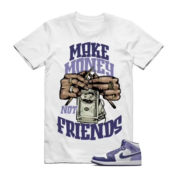 MM T Shirt to match Air Jordan 1 Mid Sky J Light Purple Blueberry White Jezsport.com