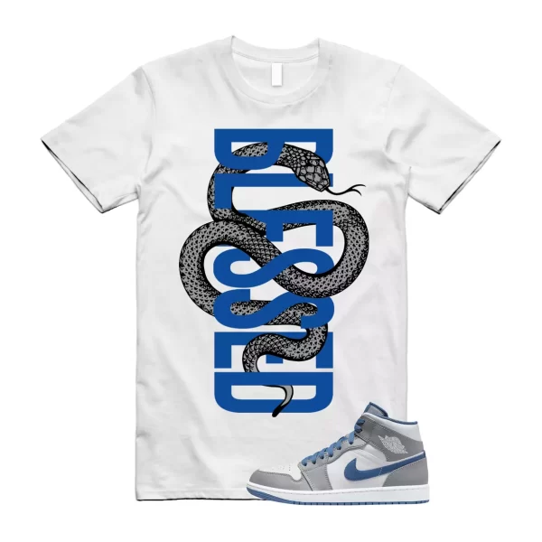 SNAKEBLS T Shirt to match Air Jordan 1 Mid True Blue Cement Grey White Jezsport.com