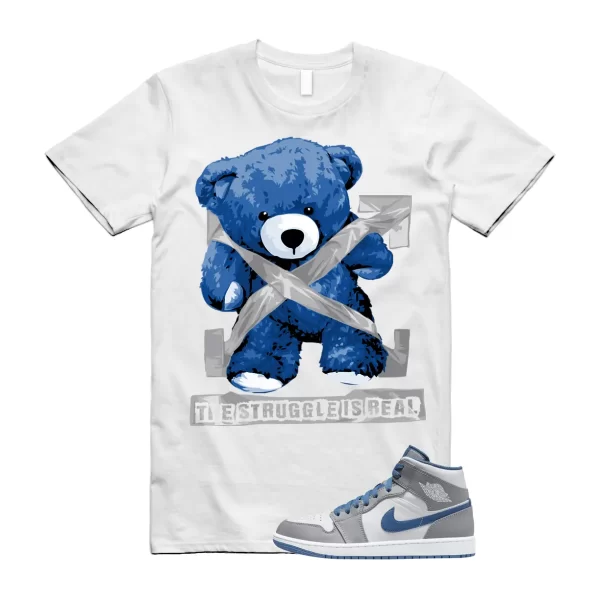 STRUG T Shirt to match Air Jordan 1 Mid True Blue Cement Grey White Jezsport.com