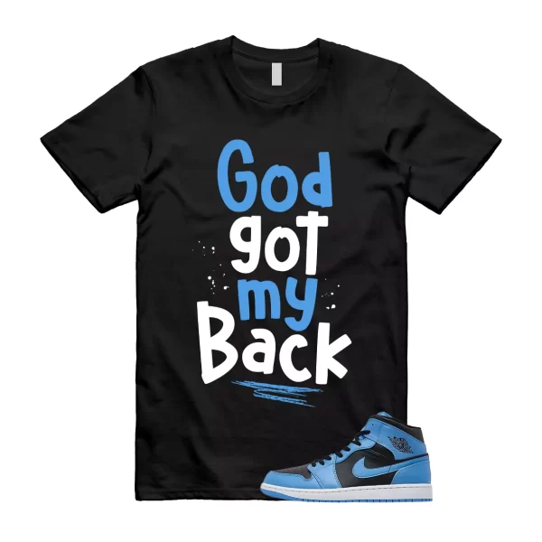 Mid University Blue Air 1 Black White T Shirt Match GOD Jezsport.com