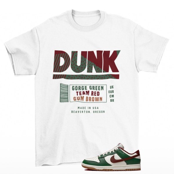 Sneaker Label Shirt to Match Dunk Low Gorge Green Team Red Jezsport.com