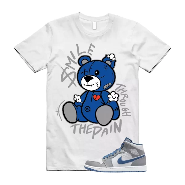 SM2 T Shirt to match Air Jordan 1 Mid True Blue Cement Grey White Jezsport.com