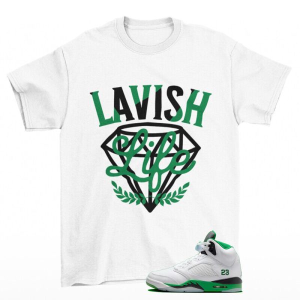 Lavish Sneaker Shirt White to Match Jordan 5 Retro Lucky Green Jezsport.com