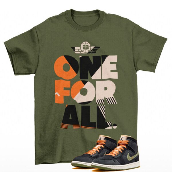 One For All Shirt Green to Match Air Jordan 1 Mid SE Craft Halloween Jezsport.com