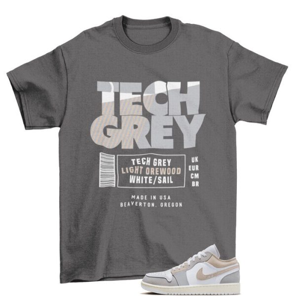 Box Label Tech Grey Shirt to Match Jordan 1 Low SE Craft Tech Grey Jezsport.com