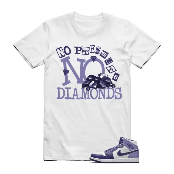 DIAMOND T Shirt to match Air Jordan 1 Mid Sky J Light Purple Blueberry White Jezsport.com