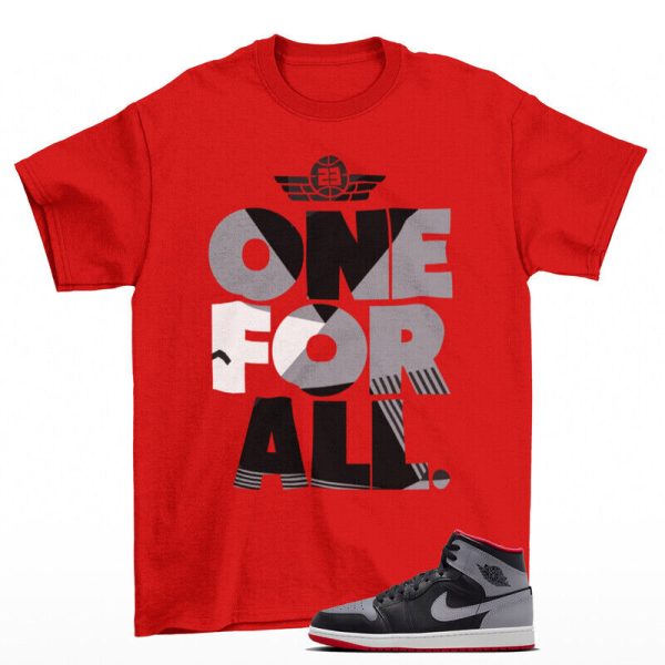 One For All Shirt Red to Match Jordan 1 Mid Black Cement Grey Jezsport.com