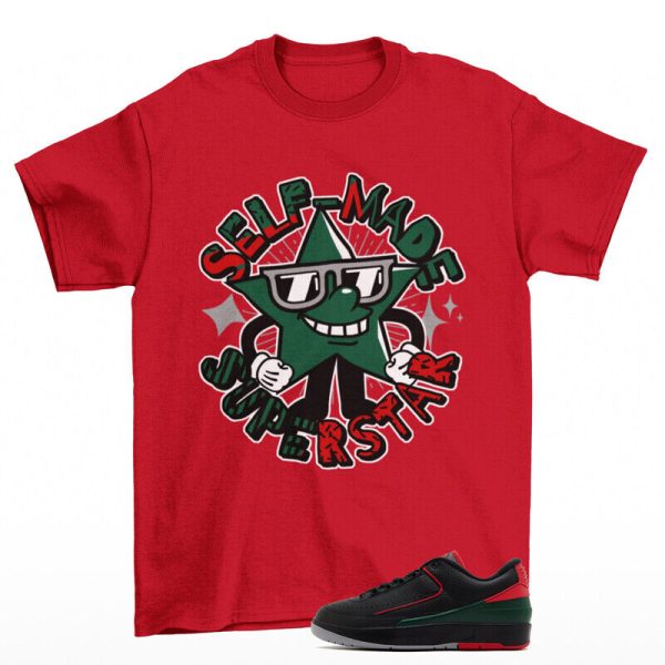 Superstar Shirt Red to Match Jordan 2 Retro Low Christmas Jezsport.com