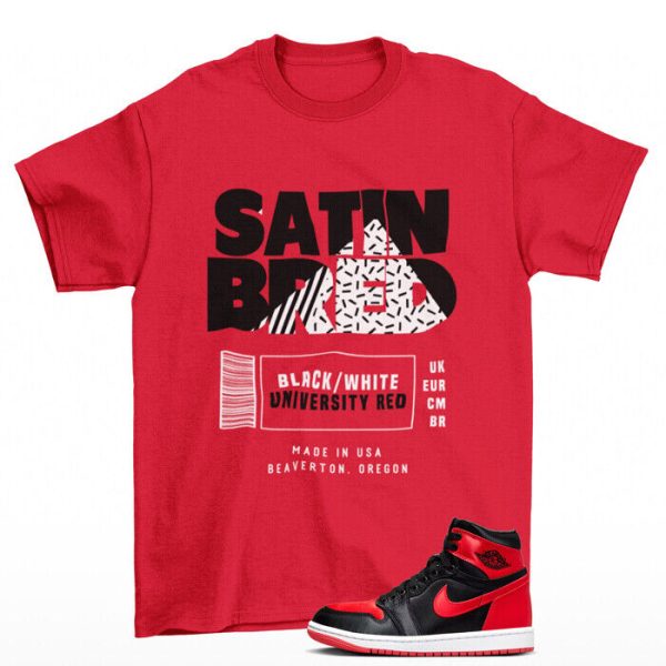 Box Label Shirt Red to Match Jordan 1 Retro High OG Satin Bred Jezsport.com