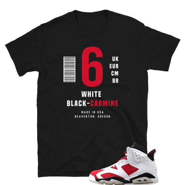 Carmine 6 Retro Sneaker Shirt to Match Jordan 6 Retro Carmine Jezsport.com