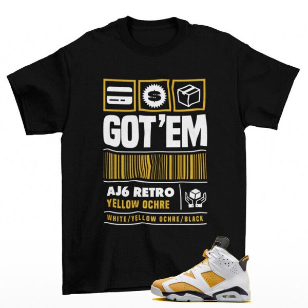 Copped Sneaker Shirt Black to Match Jordan 6 Retro Yellow Ochre Jezsport.com