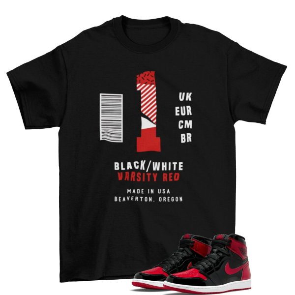 Box Label Shirt to Match Air Jordan 1 Retro OG Patent Bred Jezsport.com