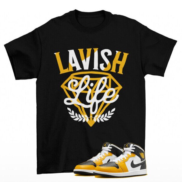 Lavish Sneaker Shirt Black to Match Jordan 1 Mid Yellow Ochre Jezsport.com