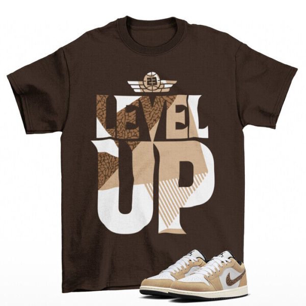 Level Up Shirt Brown to Match Jordan 1 Low SE Brown Elephant Jezsport.com