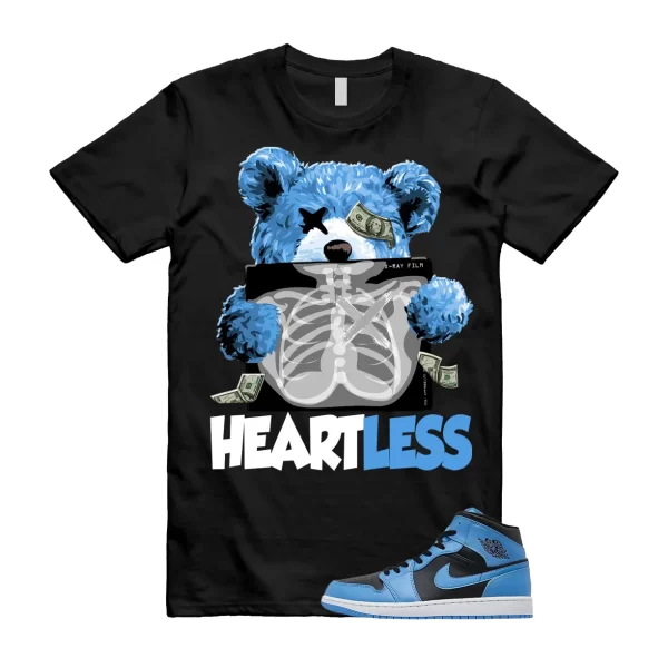 Mid University Blue Air 1 Black White T Shirt Match HEART Jezsport.com