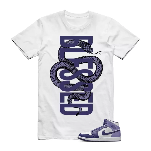 SNAKEBLS T Shirt to match Air Jordan 1 Mid Sky J Light Purple Blueberry White Jezsport.com